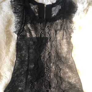 Black lace top shirt blouse